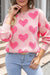 Cuore di San Valentino rosa chiaro Jacquard maglione in maglia Jacquard