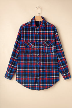 Jacket de bolsillo de la aleta a cuadros azul marino
