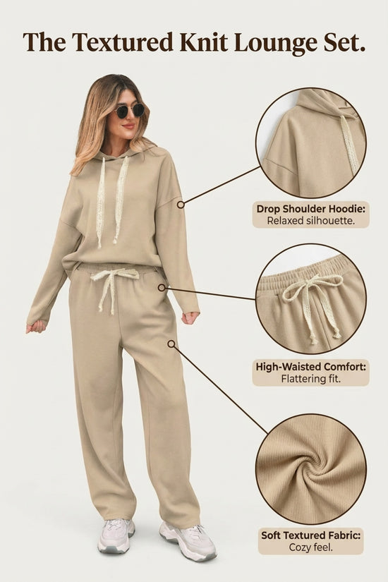 Felpa con cappuccio e pullover con coulisse in pizzo Jet Stream e pantaloni a vita alta in velluto a coste