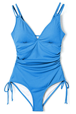 Cinghie regolabili blu cielo a costiera a costiera costume da bagno