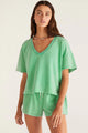 T -spalla a gocce a V Verde Verve Mint e Shorti con cownewwork