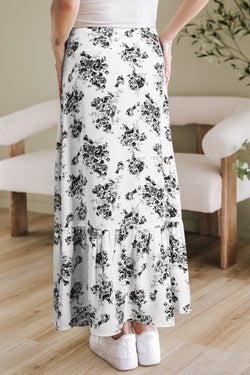 Sky Blue Boho Floral High Bruffer Maxi Skirt