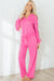 Sachet Pink Solid Color Collared Pullover and Central Seam Pants Set