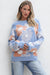 Beau blu floreale o collo goccia a maglia a maglia