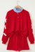 Ensemble sweat-shirt et short en satin avec col rayé rouge Racing