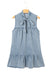 Beau Blue Bowknot Neck sin mangas con volantes Vestido de chambray
