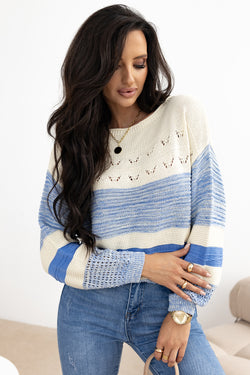 Maglione a manicotto a boccone a blu chiaro