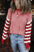 Stripe a strisce marrone geometrica a goccia testurizzata maglione