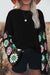 Maglie sciolta a campana floreale nero