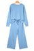 Beau Blue Floral Patchwork Drop Shoulder Pullover and Sweatpants Lounge Set
