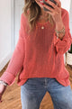 Smoke Gray Crochet Hollow-out Jumper Top Sweater