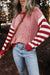 Stripe a strisce marrone geometrica a goccia testurizzata maglione