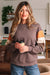 Dark Khaki Color Block Drop Shoulder Pullover Casual Sweatshirt