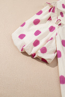 Black Polka Dot Stampa giogo a shirted coglione manica a palloncini.