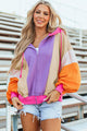 Patchwork di patchwork oversize arancione pompelmo con cappuccio con zippato completo