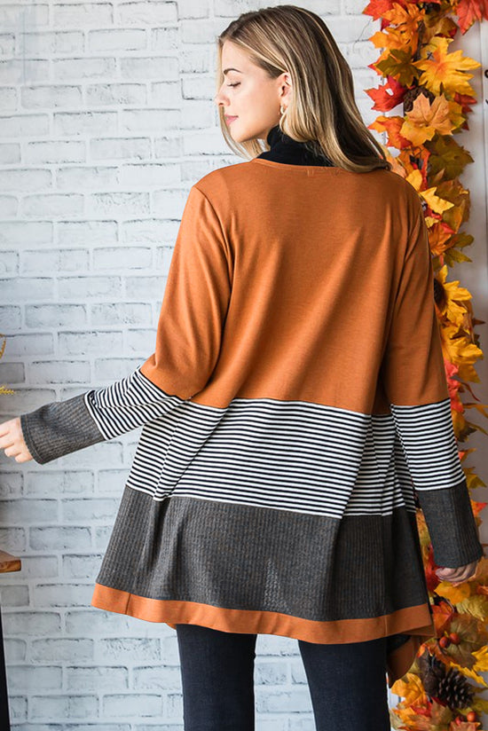 Patchwork a strisce colorate arancione cardigan