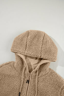 Pale Khaki Fleece zip up up cordon de casse-cordon