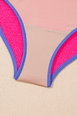 Patchwork Blocco a colori blu islandese con costume da bagno a un pezzo