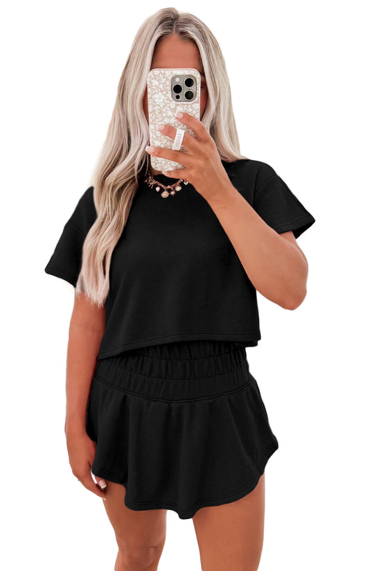 Scept di skort in vita neri da 2 pcs a 2 pezzi