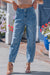 Sky Blue Medium Wash Cuffed Barrel Jeans