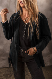 Chaqueta de mezclilla de la solapa del lado negro del lado