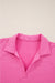 Sachet Pink Solid Color Collared Pullover and Central Seam Pants Set