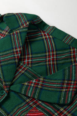 Dearlovers Camicia a maniche lunghe a maniche lunghe per le vacanze natalizie scozzesi rosse a contrasto e set pigiama corto da 2 pezzi