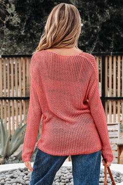Fumaça cinza de crochê hollow-out suéter superior