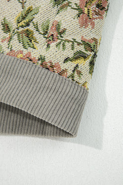 Giacca da camicia floreale retrò a costola di argilla