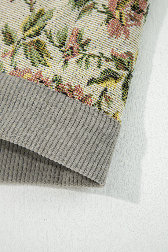 Giacca da camicia floreale retrò a costola di argilla