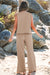 Goat Buttoned Vest Drawstring Wide Leg Pants 2pcs Set