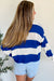 Stripe blu a strisce colorblock polo collare uncinetto maglia a maglia