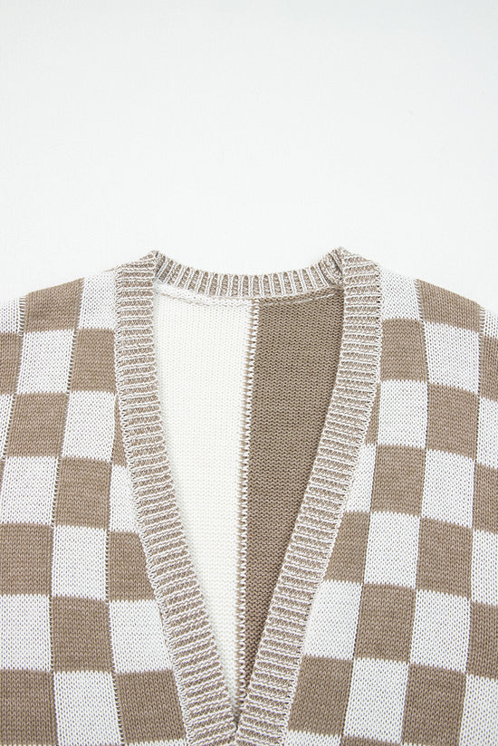 Cardigan a scacchi a scacchi a scacchi marrone