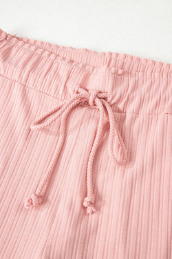 Beau Blue Custbed Botón V Cuella de tanques y pantalones cortos establecidos