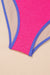 Patchwork Blocco a colori blu islandese con costume da bagno a un pezzo