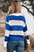 Stripe blu a strisce colorblock polo collare uncinetto maglia a maglia