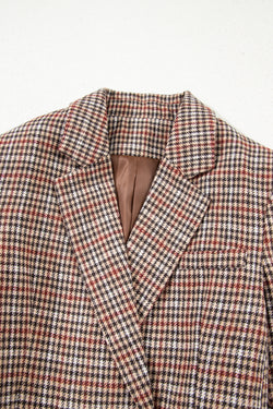 Blazer de collar de solapa de pecho de pecho marrón