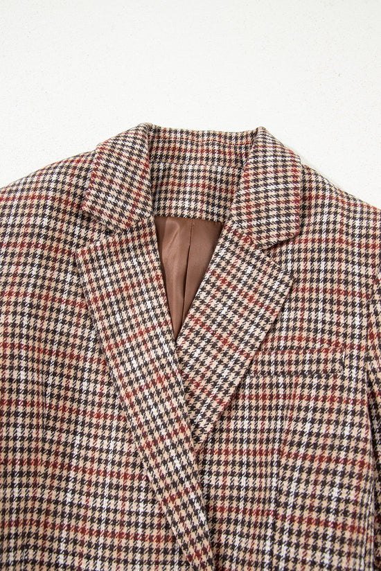 Blazer de collar de solapa de pecho de pecho marrón