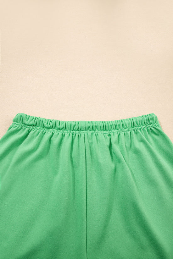 T -spalla a gocce a V Verde Verve Mint e Shorti con cownewwork