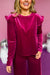 Velvet solido rosso rosa arruffato a due pezzi set