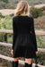 Black Frilled Neck Ribbed Knit Patchwork Long Sleeve Mini Dress