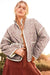 Pink Floral Print Contrast Edge Pocketed Stand Neck Jacket
