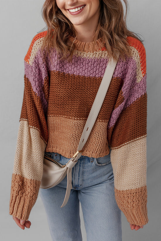Maglione a maglia a maglia a goccia colorblock multicolore
