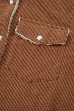 Tasche a flapa abbottonato riveciate in pile di cannella giacca a vellutoia