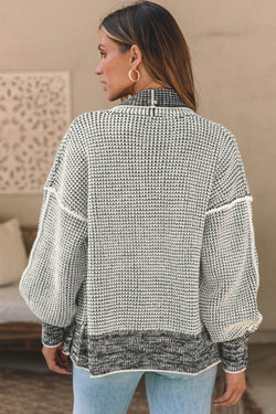 Pink Chunky Waffle Knit Oversized Collar Cardigan