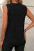 Camiseta de tanque plisado de cuello negro de la tripulación