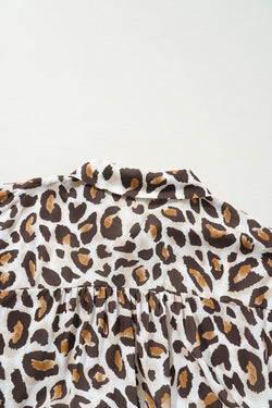 Khaki Plus size Shirt a manica corta stampata leopardo