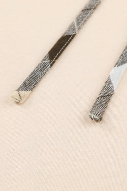 Khaki Plaid Patchwork Kangaroo Pocket Oversized Hoodie