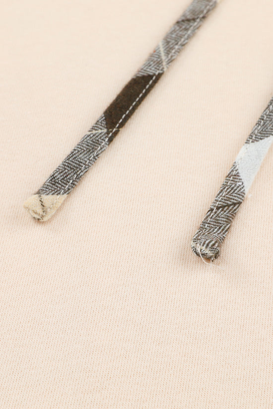 Khaki Plaid Patchwork Kangaroo Pocket Oversized Hoodie