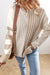 Chaki Cable Knit Colorblock Crew pescoço Drop Sweter ombro